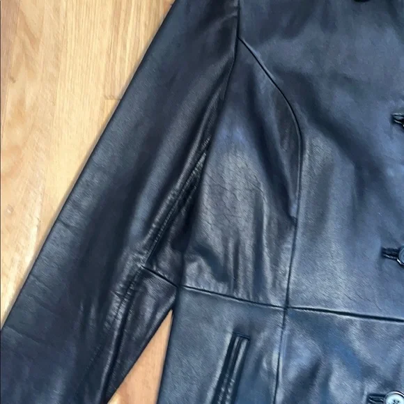 Leather jacket black classic style Liz Claiborne XL - Picture 3 of 9